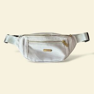 Light Grey Belt Bag with Gold Accents